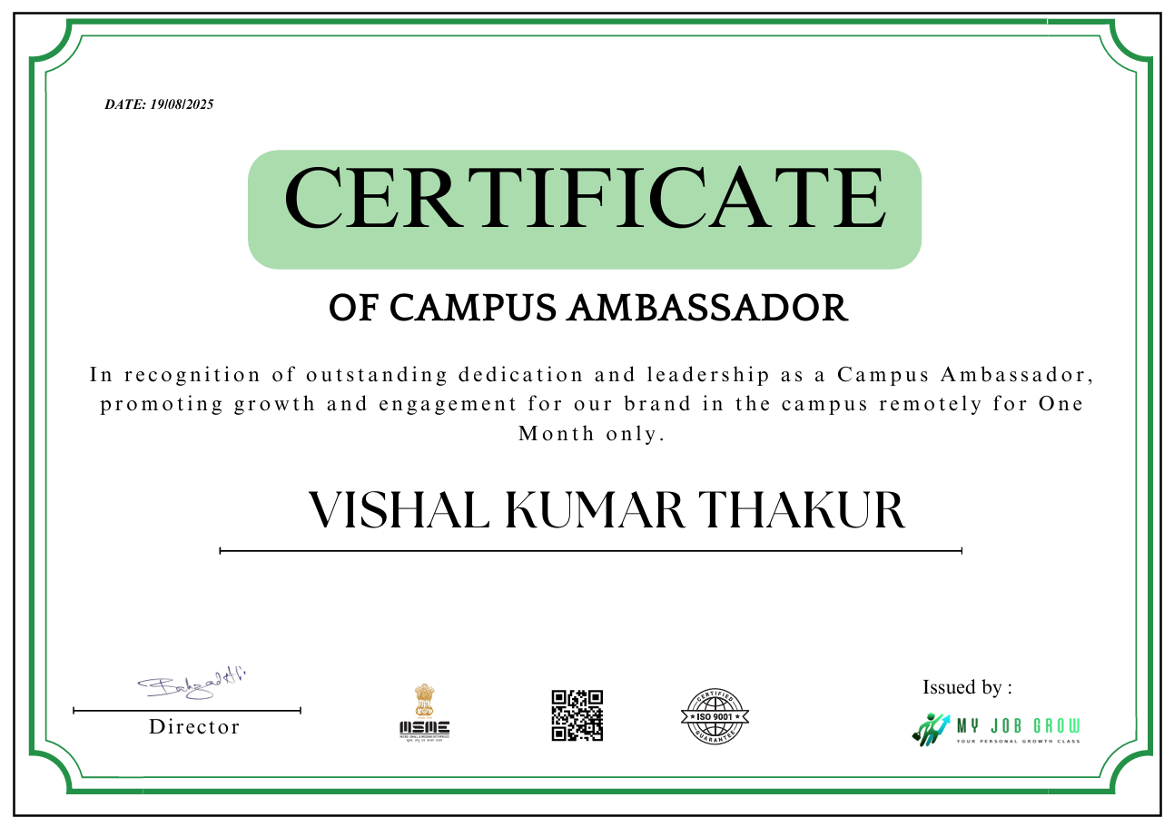 Campus Ambassador Certificate 